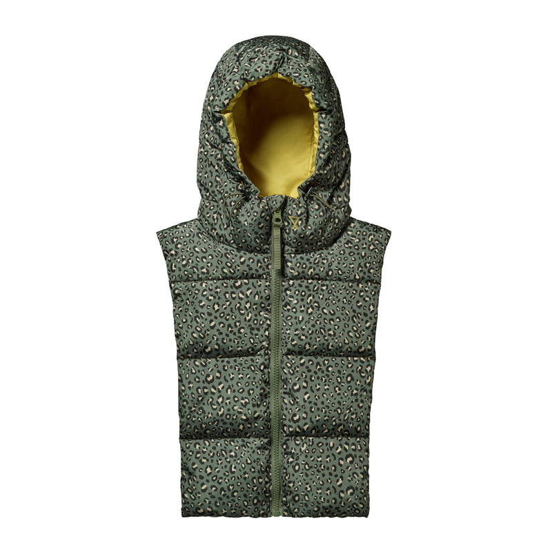Capucha acolchada de leopardo caqui y liquen — vista 1