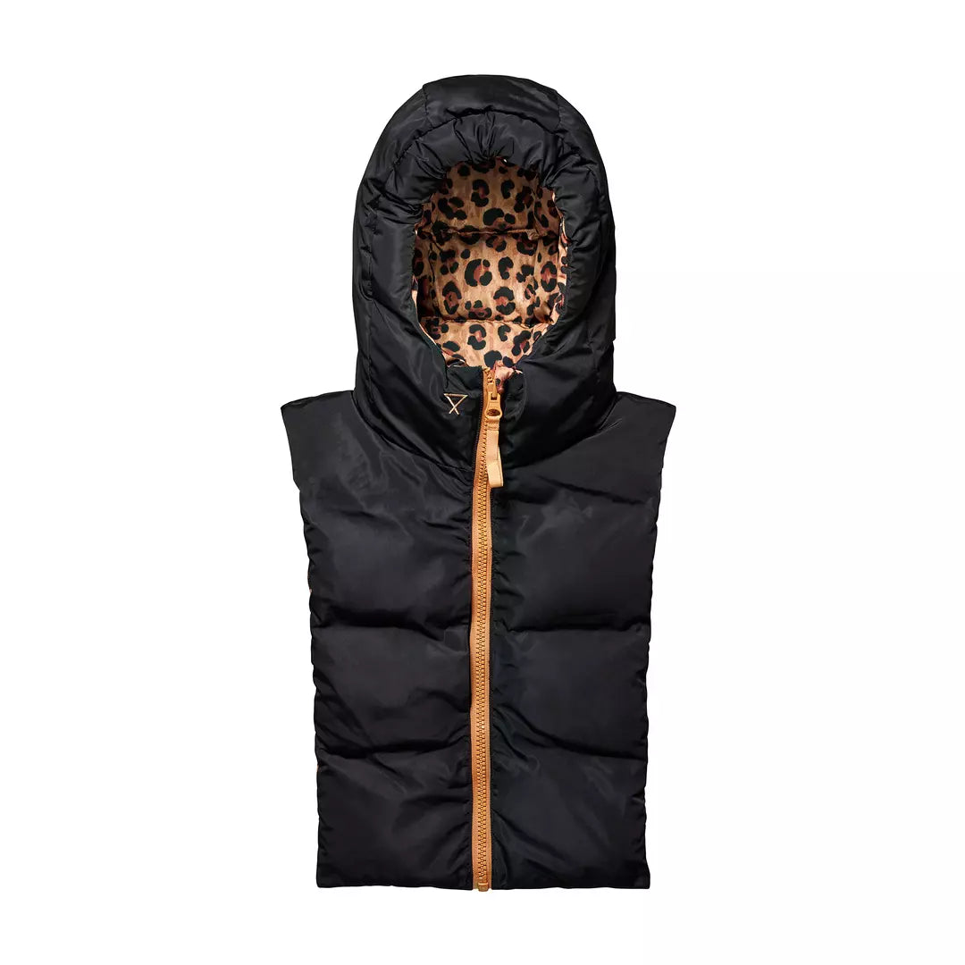 Capucha acolchada de leopardo y negra — vista 4