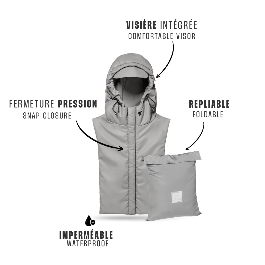Capucha impermeable para bicicleta gris — vista 7